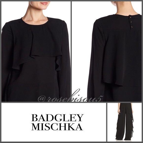 {BADGLEY MISCHKA} Silk Flounce Overlay Blouse - Picture 4 of 8